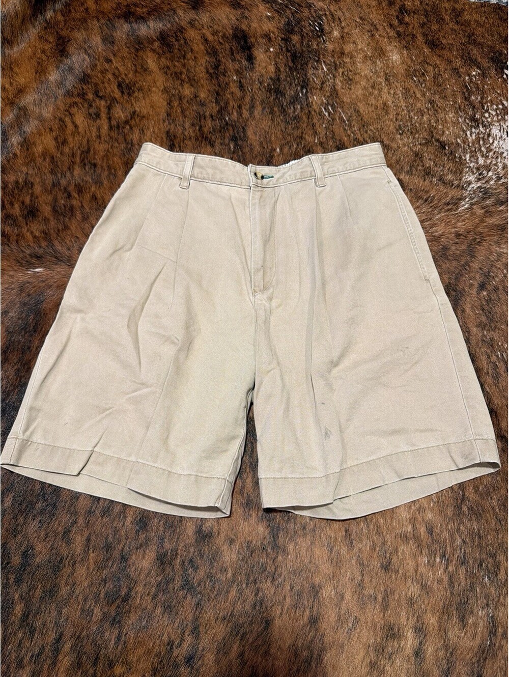 Vintage Tommy Hilfiger Shorts Mens 30 Beige Pleated Khaki Chino Cotton 90s